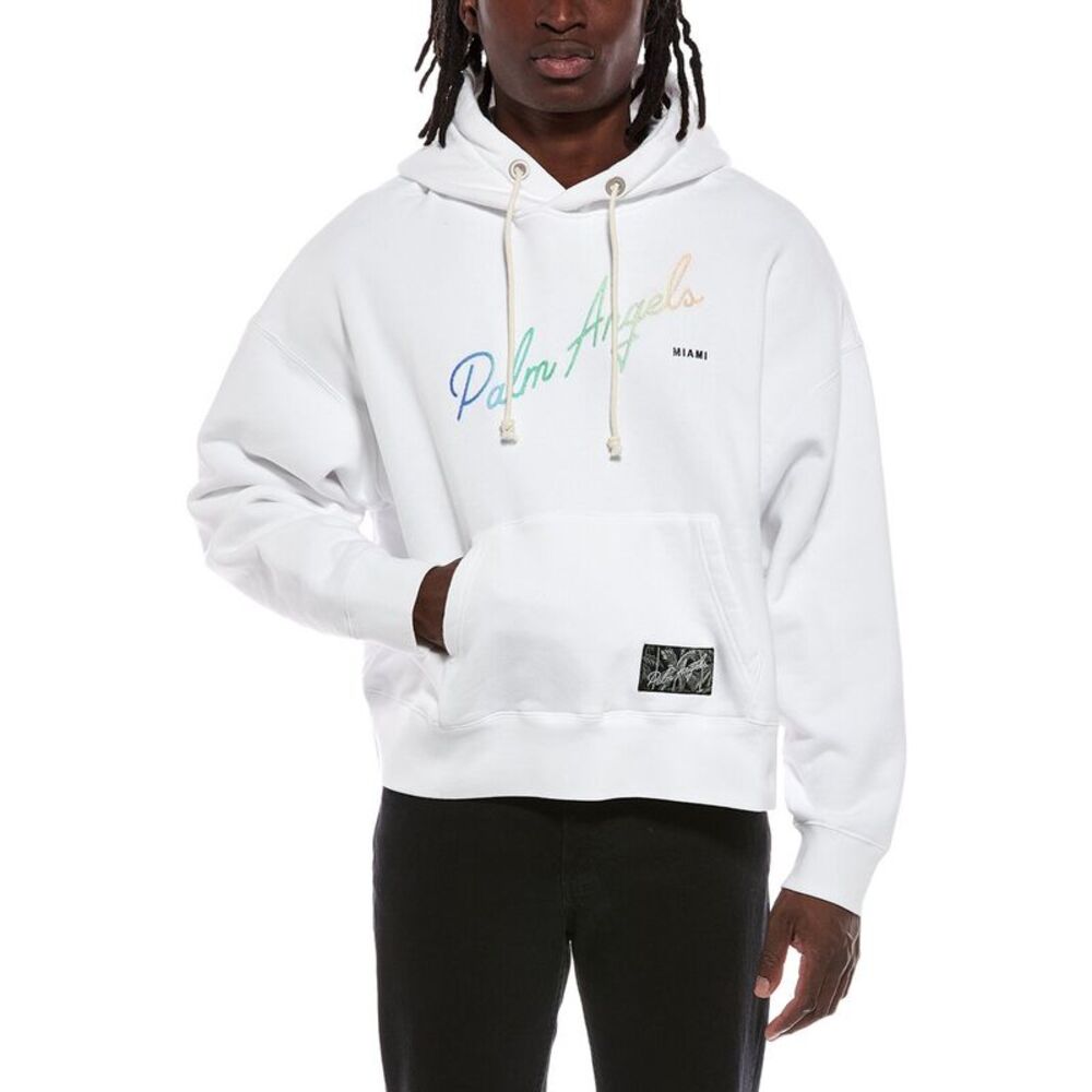 Palm Angels Mens  Hooded Sweatshirt, White